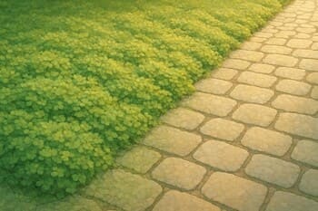 Yer örtücü bitkilerle tanımlanmış yumuşak yeşil bant