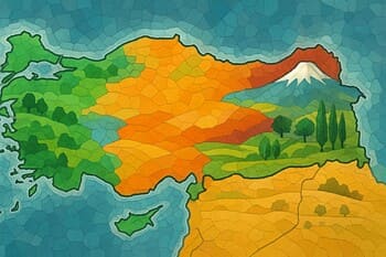 Türkiye iklim bölgelerine göre renklerle işaretlenmiş peyzaj şeması