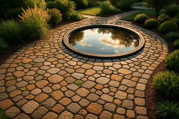 Geçirgen yürüyüş yüzeyi ile birleşen kompakt bir su aynası