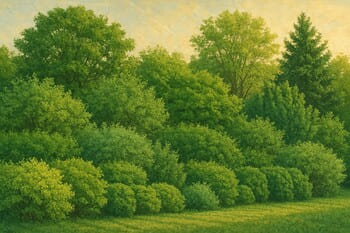 Rüzgârı yumuşatan katmanlı çalı ve ağaç grupları