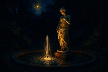 Su ögesi ve heykelin birlikte aydınlatıldığı küçük odak noktası