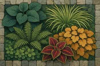 Yer örtücü bitkiler ve çalılarla oluşturulmuş yoğun yeşil doku