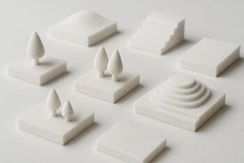 Pinco yüzeyleri ve kot farklarını gösteren köpük peyzaj maketleri