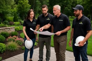 Tamamlanmış bir peyzaj sahnesini sahada birlikte inceleyen LandMosaic ekibi