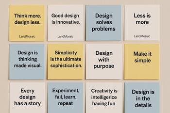 Küçük cümleler yazılı kartların yer aldığı LandMosaic not duvarı